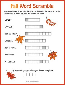 It covers 26 vocabulary words and includes fun clues that kids will enjoy figuring out. FREE Fall Vocabulary Worksheet - Autumn Word Scramble by ...
