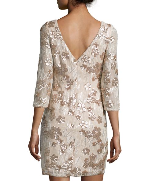 Lyst Aidan By Aidan Mattox Floral Embroidered Sequin Dress In Metallic