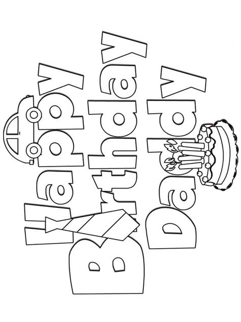 Coloring book with birthday cake cut into equal cool birthday card. Happy Birthday Daddy coloring pages. Free Printable Happy ...