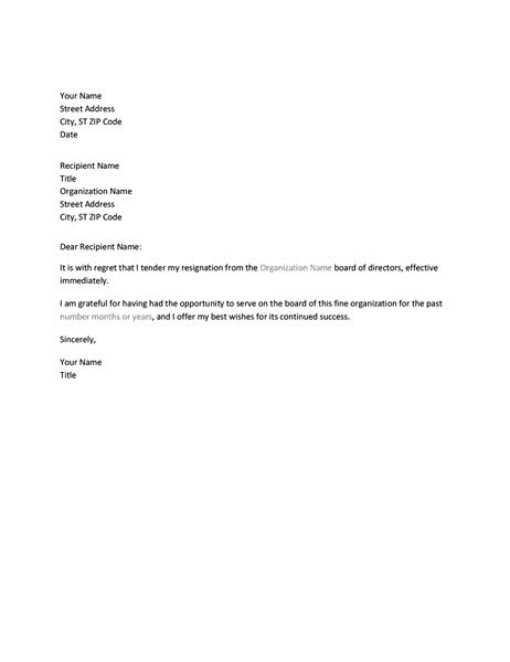 Board Member Director Resignation Letter Sample Pdf Letter