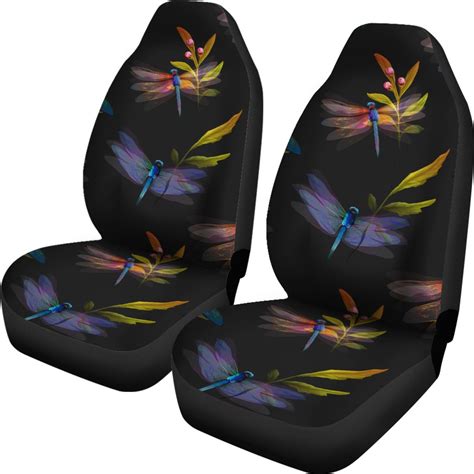 dragonfly colorful realistic print universal fit car seat covers jorjune