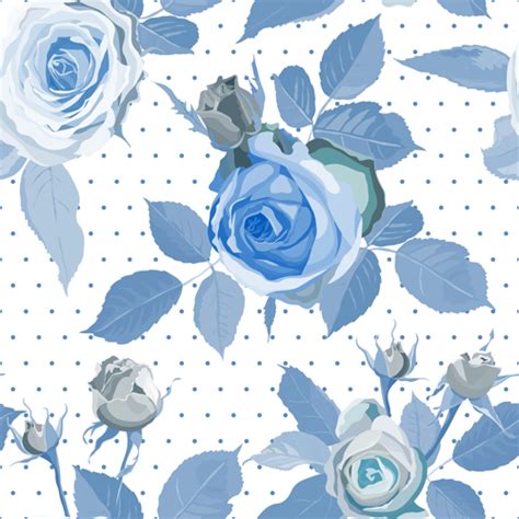 Vintage Blue Roses Pattern Seamless Vector Vector Floral