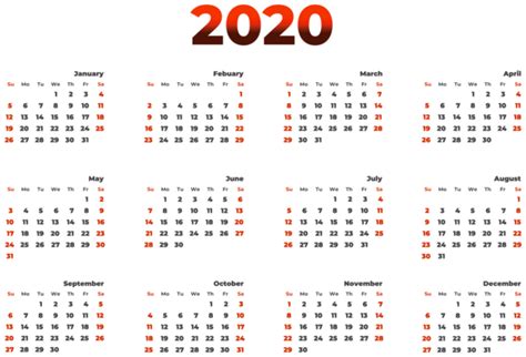 2020 Calendar Transparent Image Gallery Yopriceville High Quality