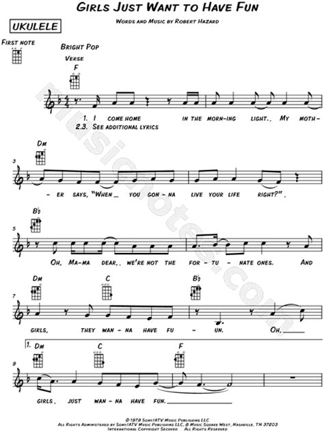Cyndi Lauper Girls Just Want To Have Fun Sheet Music Leadsheet In F Major Download And Print