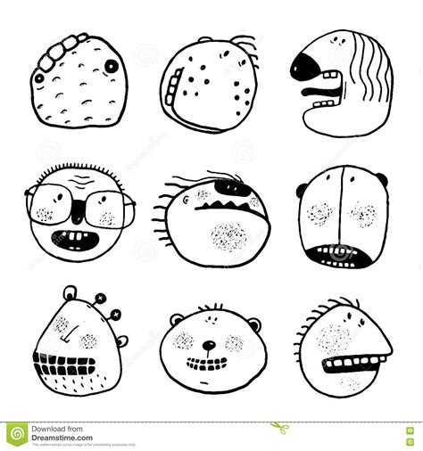 Wenn ein kind anfällig für karies ist oder tiefe fissuren in den zähnen hat, dienen. Gekritzel-Entwurfs-Karikatur-emotionale Gesichter Mit Zahn ...
