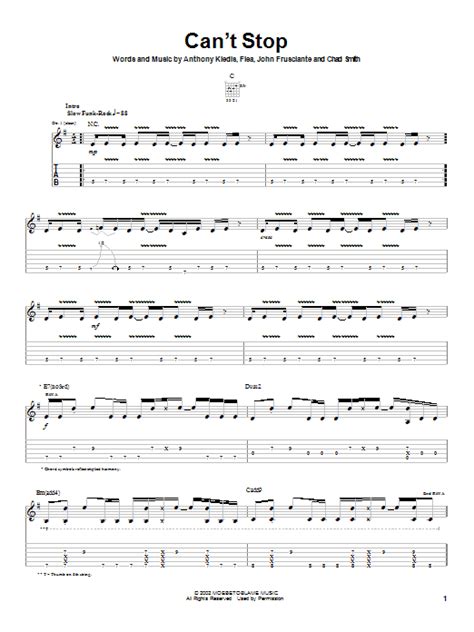 Can T Stop By Red Hot Chili Peppers Guitar Tab Guitar Instructor
