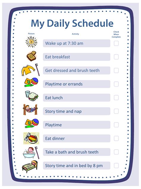 Daily Schedule Template For Kids Fassolo