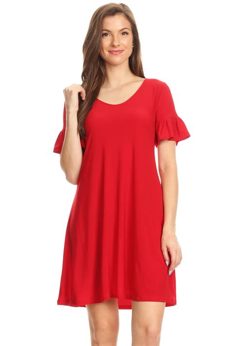 simlu womens bell sleeve long and short sleeve summer dresses made in usa