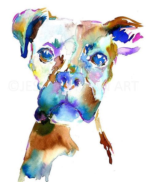 Boxer Watercolor Print Boxer Watercolor By Artbyjessbuhman On Etsy