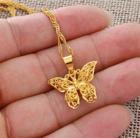 18k Gold Plated Butterfly Necklaces Butterfly Pendant Etsy