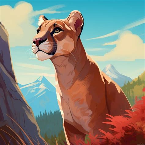 Puma Lion De Montagne Animé Style Disney 2 Photo Premium