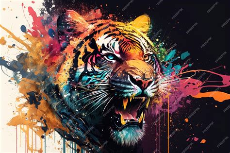 Premium Ai Image Bright Abstract Background With Tiger Paint