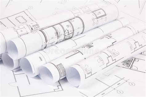 Engineering House Drawings And Blueprints Stock Image Image Of