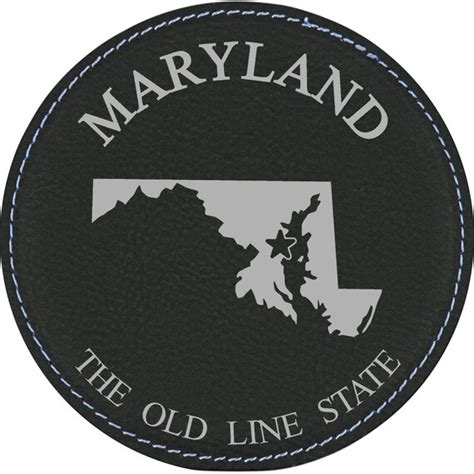 Maryland State Outline With Motto 4 Round Leather Etsy