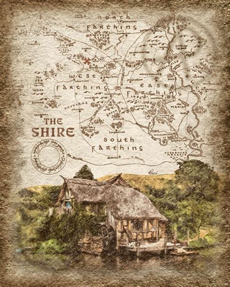 The Shire Map Of Hobbiton Mill Art Lord Of The Rings Art Poster Map The