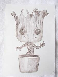 How to draw baby groot. A4 Art Charcoal Pencil Sketch Drawing Funko Pop Vinyl Baby ...