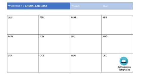 免费 Blank Annual Calendar Sample 样本文件在