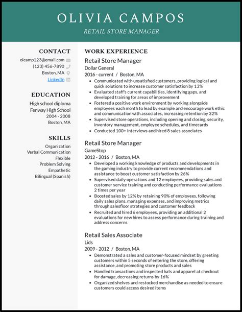 7 Retail Manager Resume Examples For 2024