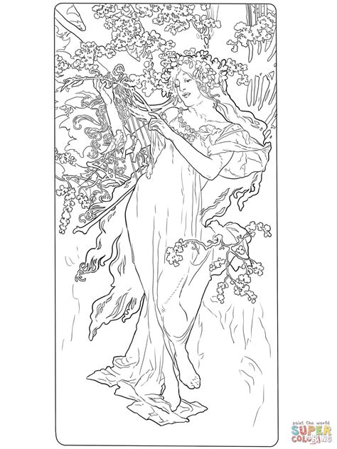 Spring By Alphonse Mucha Alphonse Mucha Art Nouveau Illustration