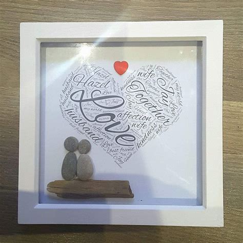 Customised Valentines Pebble wall Art present gift Personalised names wife husband girlfriend ...
