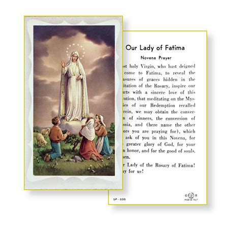 Our Lady Of Fatima Holy Card 100 Pack Buy Religious Catholic Store