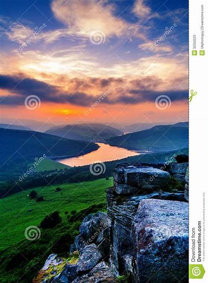 Ladybower Reservoir Sunset Derbyshire Reflection Royalty