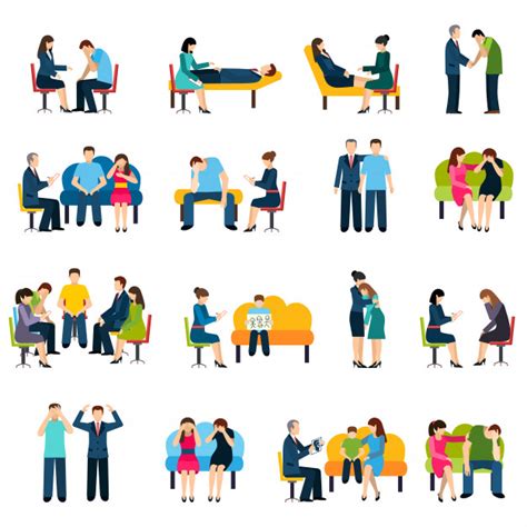 Premium Vector Counseling Support Group Flat Icons Set