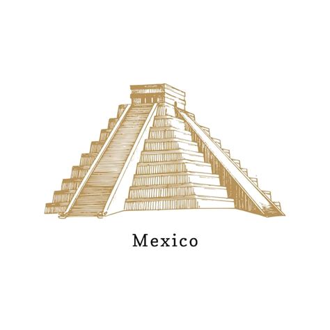 Premium Vector Hand Sketched Aztec Pyramid Vector Illustration Of