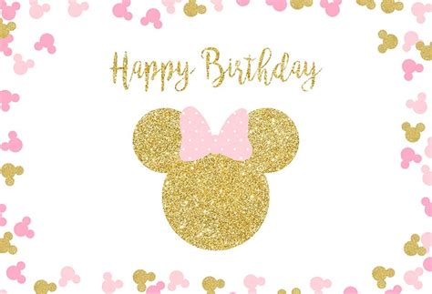 Pink Minnie Mouse Background White Gold Hapy Birthday Photography