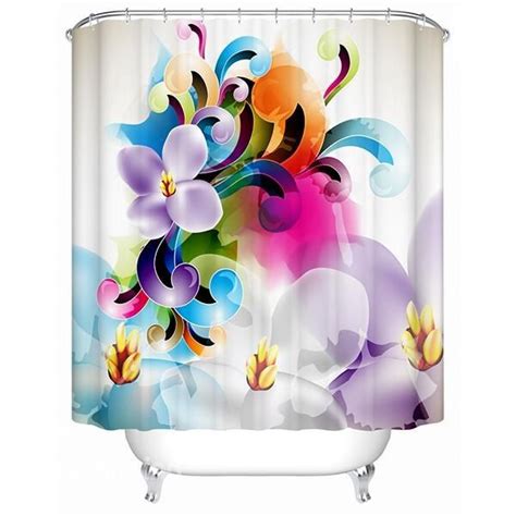 Clip Art Colored Flowers Print 3d Bathroom Shower Curtain On Sale Buy