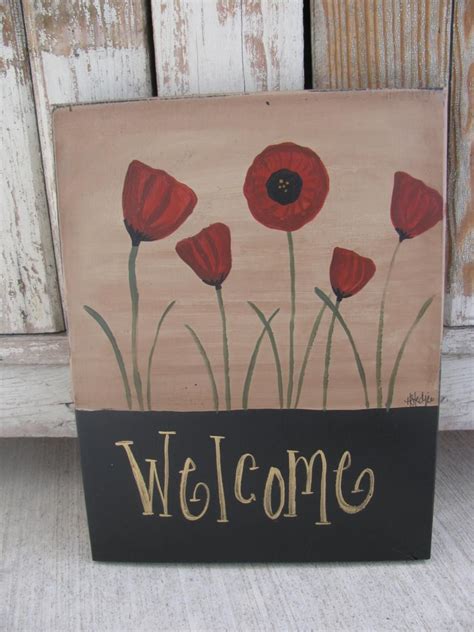 Primitive Daisy Flower Garden Hand Painted Wooden Sign Etsy Hand