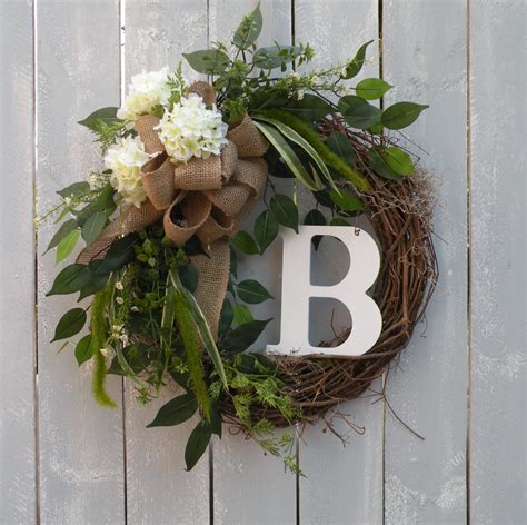 Initial Wreath Monogram Wreath Front Door By Kathyswreathshop