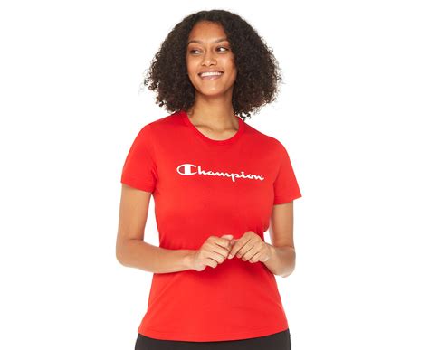 Champion Womens Short Sleeve Script Tee T Shirt Tshirt Vermillion Au
