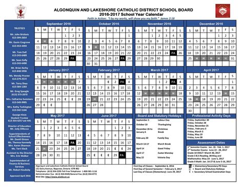 Catholic School Board Calendar 2025