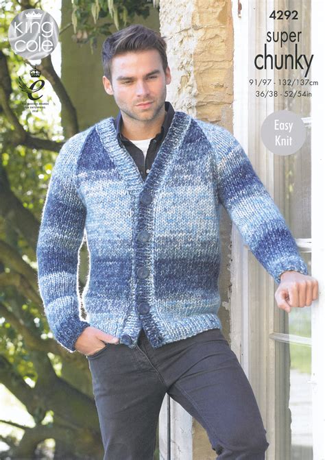 Mens Super Chunky Knitting Pattern King Cole Easy Knit Jumper