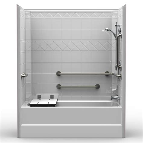 Tub and shower combos are available as prefabricated kits or can be installed as a custom design. Single Piece Code Compliant 60" x 32" x 74" Shower/Tub ...