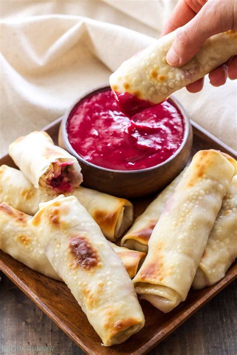 Turkey Cranberry And Brie Egg Rolls Recipe Thanksgiving Appetizer