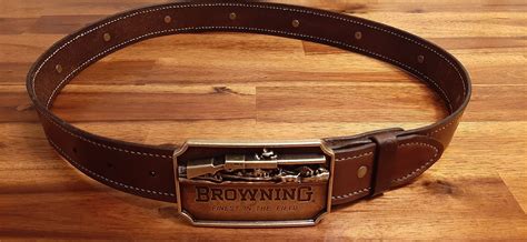 Hand Made Leather Belt W Browning Brass Buckle Etsy