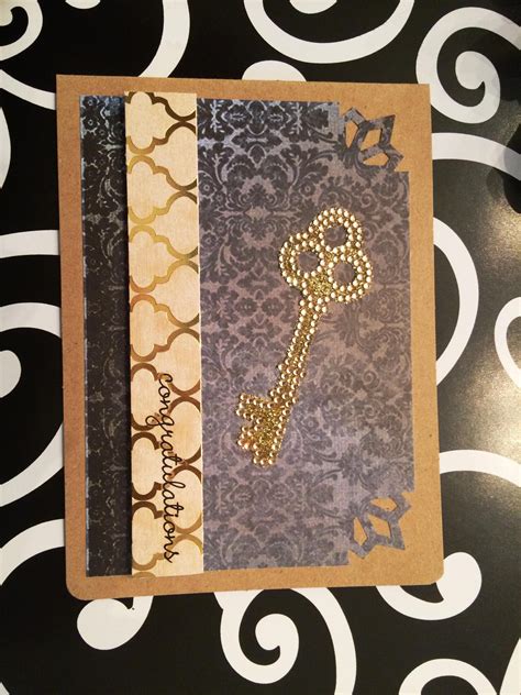 As a realtor, mortgage officer or local small business, congratulating the owner of a new home can be an important and meaningful step in building up your relationships. Congratulations on Your New Home card. Bling key with moroccan metallic raised cardstock at ...