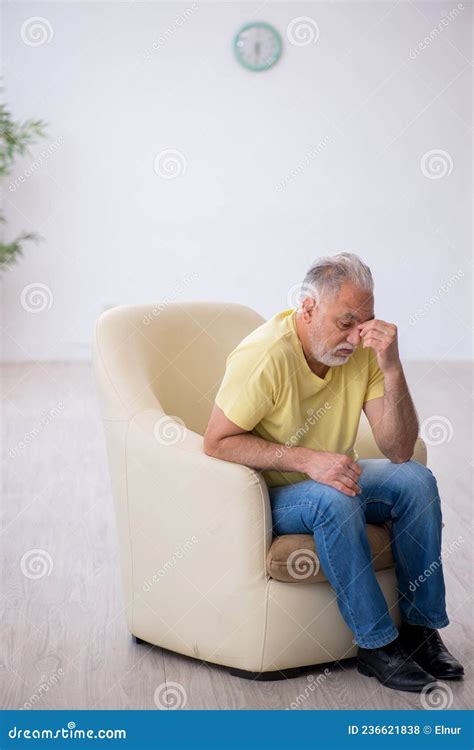 Old Man Waiting For The Doctor Psychotherapist Stock Photo Image Of