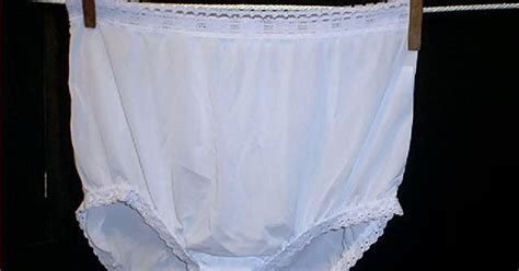 Real Womens Panties White Nylon Full Cut Briefs On Clothesline