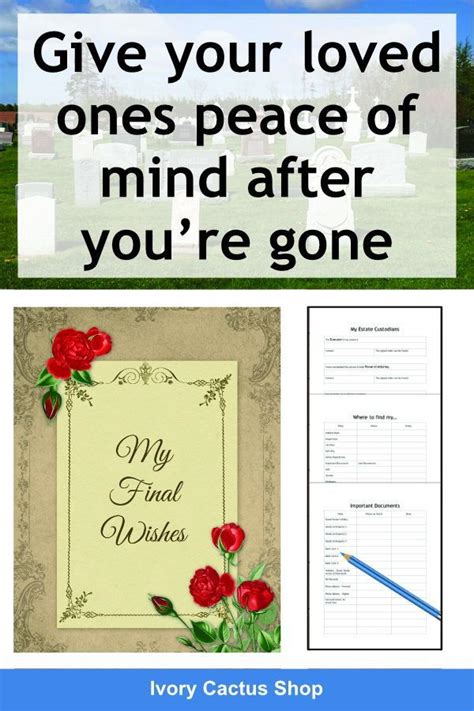 My Final Wishes Planner 85 X 11 And A4 Size Pdf Printable Binder To