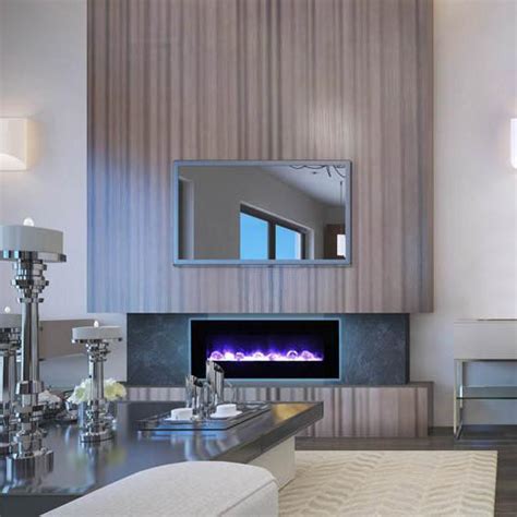 Led wall mount electric fireplace with backlights. Amantii Wall Mount Flush 48 inch Electric Fireplace in ...