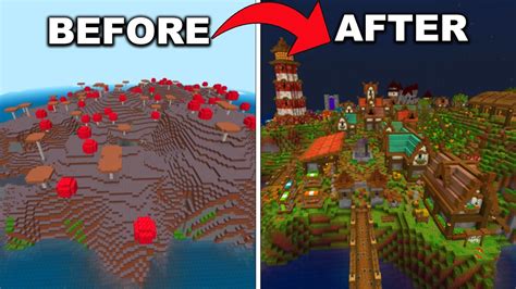 Amazing Mooshroom Island Transformation Survival Minecraft Mega Build Youtube