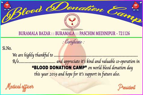 Blood Donation Camp Certificate
