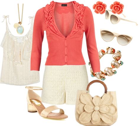 Coral And Ivory Lace By Sandeek00 Via Polyvore Fashion Clothes Design