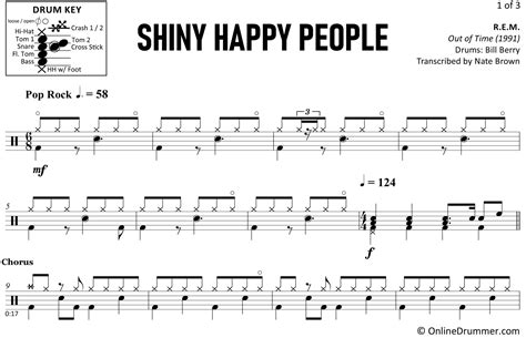 Shiny Happy People - R.E.M. - Drum Sheet Music | OnlineDrummer.com