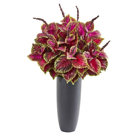 39 Coleus Artificial Plant In Gray Planter Nearly Natural