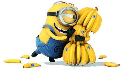 Stuart The Minion Hugging Bunch Of Banana Fruit Wallpaper Movies