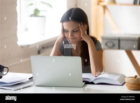 Bored Girl Student Feel Unmotivated Studying At Home Stock Photo Alamy